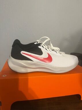 NWT Nike Revolution 7 White and Black with Red Swoosh